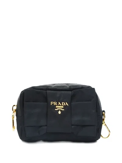 Pre-owned Prada 2000-2020s Bow Logo Pouch In Black