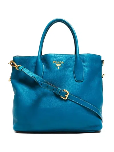 Pre-owned Prada 2000-2020s Leather 2way Tote Bag In Green