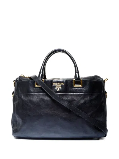 Pre-owned Prada 2000-2020s Leather Tote Bag In Black