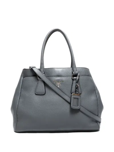 Pre-owned Prada 2000-2020s Leather Tote Bag In Gray