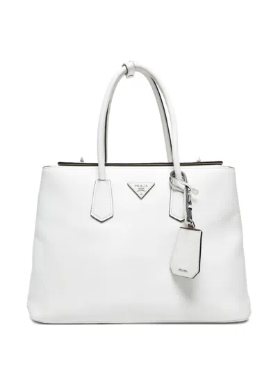 Pre-owned Prada 2000-2020s Saffiano Leather Handbag In White