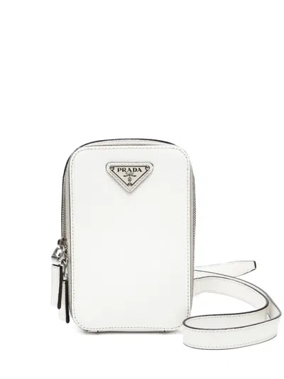 Pre-owned Prada 2000-2020s Saffiano Zip Mini Bag In White