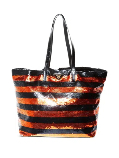Pre-owned Prada 2000-2020s Sequin Tote Bag In Black