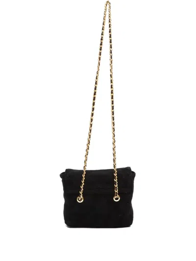 Pre-owned Prada 2000-2020s Suede Chain-strap Shoulder Bag In Black