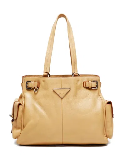 Pre-owned Prada 2000-2020s Triangle-logo Shoulder Bag In Neutral