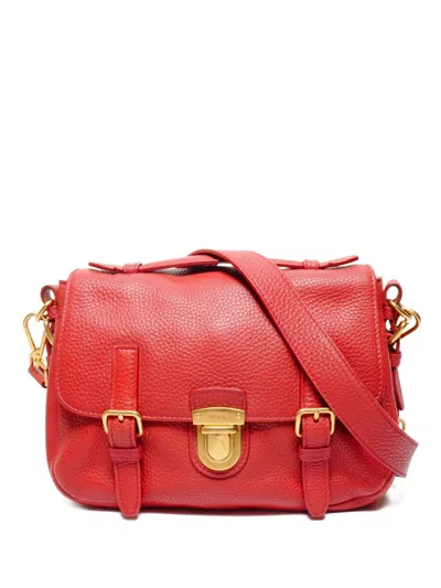 Pre-owned Prada 2000-2020s Vitello Daino Leather Shoulder Bag In Red