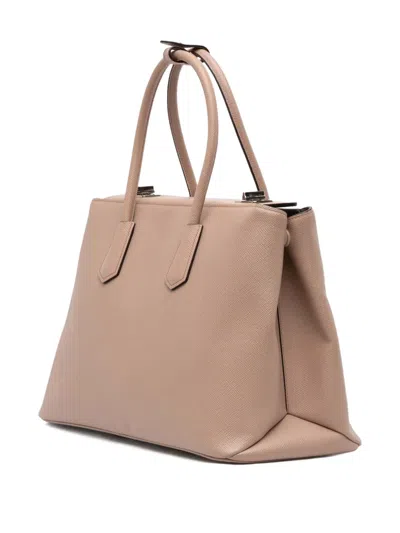 Pre-owned Prada 2000-2023 Saffiano Cuir Twin Lock Satchel In Brown