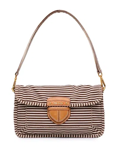 Pre-owned Prada 2000-2024 Canvas Canapa Righe Shoulder Bag