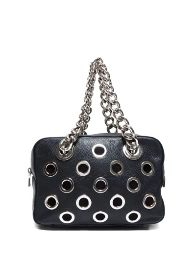 Pre-owned Prada 2000-2024 Grommet Shoulder Bag In 黑色