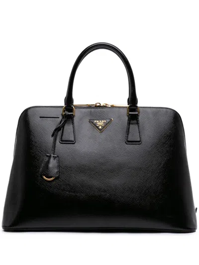 Pre-owned Prada 2000-2024 Large Saffiano Vernice Promenade Satchel
