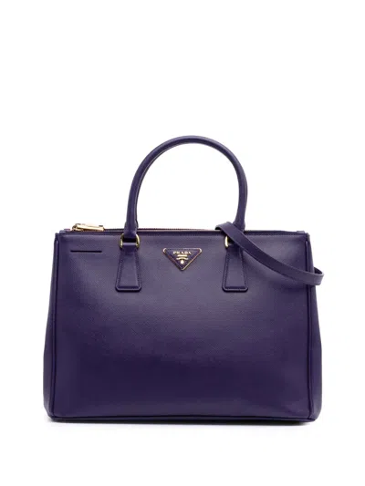 Pre-owned Prada 2000-2024 Medium Saffiano Lux Galleria Double Zip Satchel In Purple