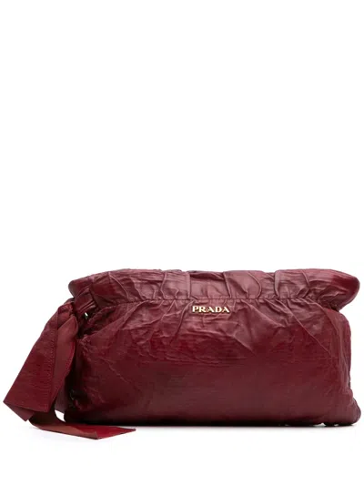 Pre-owned Prada 2000-2024 Nappa Antique Bow Clutch Bag