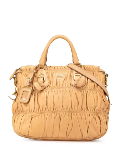 Pre-owned Prada 2000-2024 Nappa Gaufre Satchel In Brown