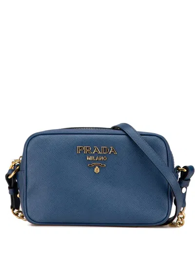 Pre-owned Prada 2000-2024 Saffiano Lux Camera Bag Crossbody Bag In 蓝色
