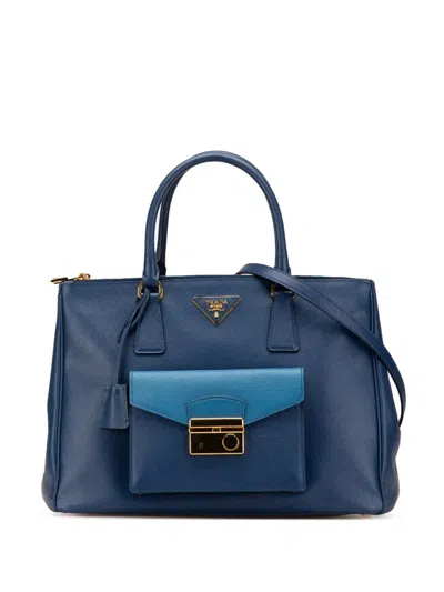 Pre-owned Prada 2000-2024 Saffiano Lux Galleria Double Zip Pocket Satchel