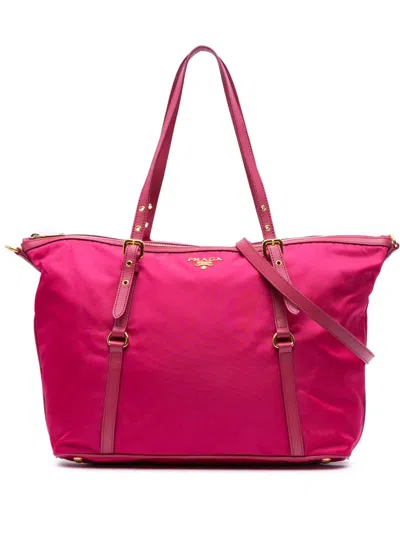 Pre-owned Prada 2000-2024 Saffiano Trimmed Tessuto Satchel