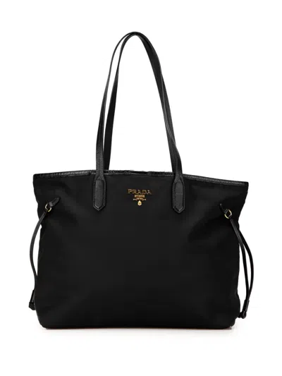 Pre-owned Prada 2000-2024 Saffiano Trimmed Tessuto Tote Bag