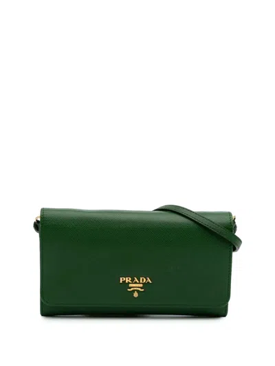 Pre-owned Prada 2000-2024 Saffiano Wallet On Strap Crossbody Bag