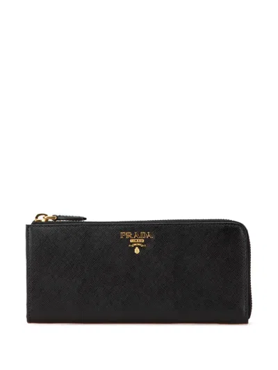 Pre-owned Prada 2000-2024 Saffiano Zip Wallet Long Wallets
