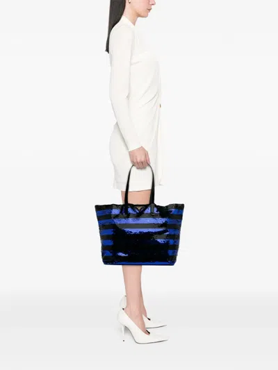 Pre-owned Prada 2000-2024 Sequin Stripes Tote Bag