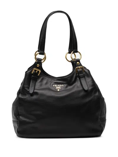 Pre-owned Prada 2000-2024 Soft Calf Tote Bag In Black