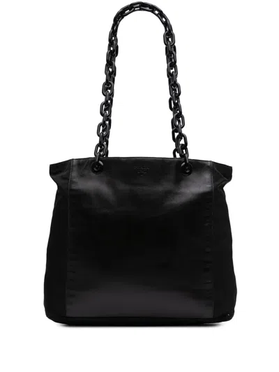 Pre-owned Prada 2000-2024 Tessuto And Leather Chain Tote Bag