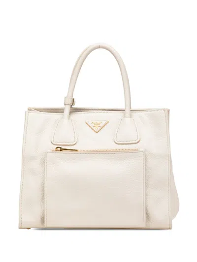 Pre-owned Prada 2000-2024 Vitello Daino Front Pocket Tote Satchel