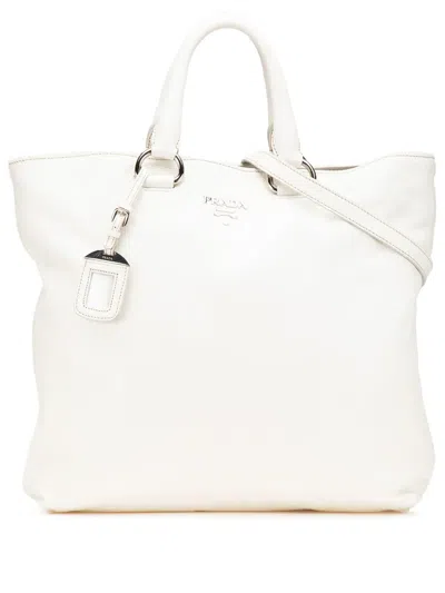 Pre-owned Prada 2000-2024 Vitello Daino Open Convertible Tote Satchel