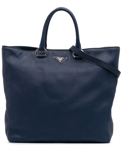Pre-owned Prada 2000-2024 Vitello Daino Open Convertible Tote Satchel