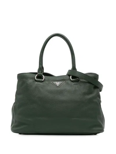 Pre-owned Prada 2000-2024 Vitello Daino Open Convertible Tote Satchel