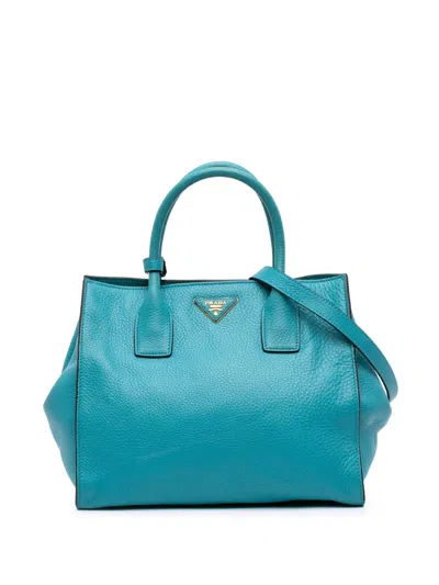 Pre-owned Prada 2000-2024 Vitello Daino Open Convertible Tote Satchel