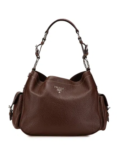 Pre-owned Prada 2000-2024 Vitello Daino Side Flap Pockets Shoulder Bag