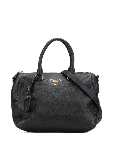 Pre-owned Prada 2000-2024 Vitello Daino Zip Top Satchel
