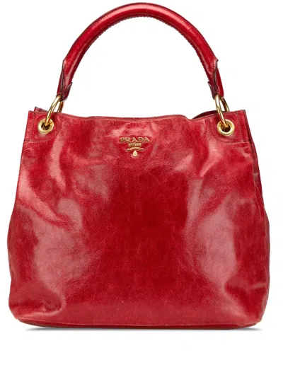 Pre-owned Prada 2000-2024 Vitello Shine Shoulder Bag In Red