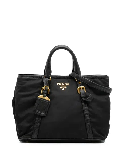 Pre-owned Prada 2000-2024 Vitello Trimmed Tessuto Satchel
