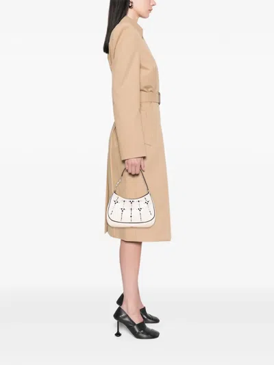 Pre-owned Prada 2000-2025 Beaded Satin Cleo Shoulder Bag In White