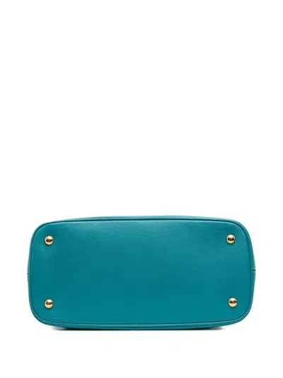 Pre-owned Prada 2000-2025 Bicolor Saffiano Lux Promenade Dome Handbag In Blue