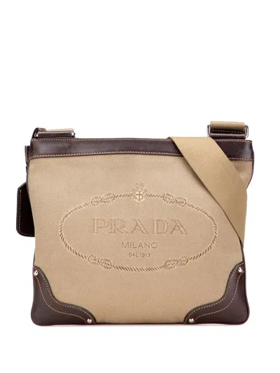 Pre-owned Prada 2000-2025 Canvas Canapa Logo Crossbody Bag In Brown