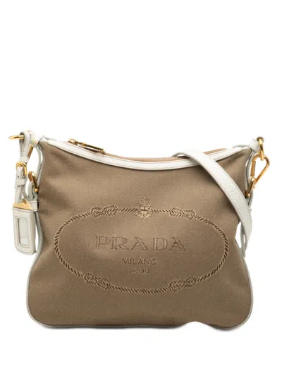 Pre-owned Prada 2000-2025 Canvas Canapa Logo Crossbody Bag In Brown