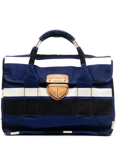 Pre-owned Prada 2000-2025 Canvas Canapa Pattina Satchel In Black
