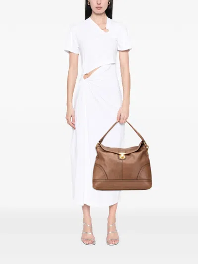 Pre-owned Prada 2000-2025 Cervo Shine Flap Hobo Bag In Brown