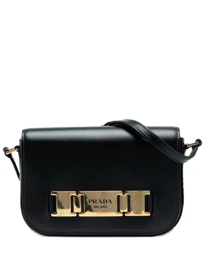 Pre-owned Prada 2000-2025 City Calf Flap Crossbody Bag In Black