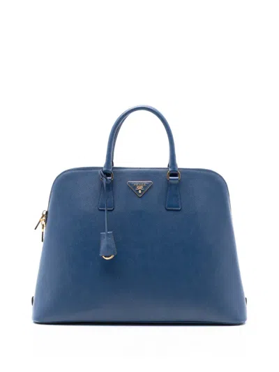 Pre-owned Prada 2000-2025 Extra Large Saffiano Lux Promenade Satchel In Blue