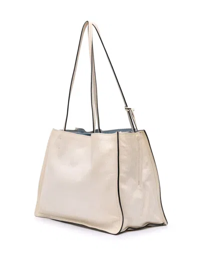 Pre-owned Prada 2000-2025 Glace Calf Etiquette Tote Bag In White