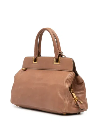 Pre-owned Prada 2000-2025 Glace Calf Frame Satchel In Brown