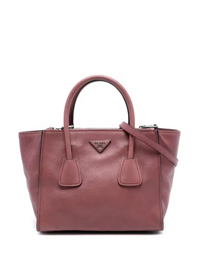 Pre-owned Prada 2000-2025 Glace Calf Twin Pocket Satchel In Pink