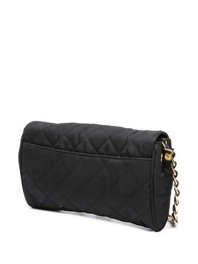 Pre-owned Prada 2000-2025 Impuntu Tessuto Chain Crossbody Bag In Black
