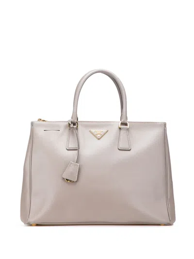 Pre-owned Prada 2000-2025 Large Saffiano Lux Galleria Double Zip Satchel In Brown