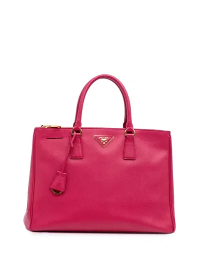 Pre-owned Prada 2000-2025 Large Saffiano Lux Galleria Double Zip Satchel In Pink