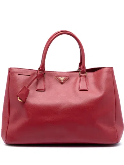 Pre-owned Prada 2000-2025 Large Saffiano Lux Galleria Satchel In Red